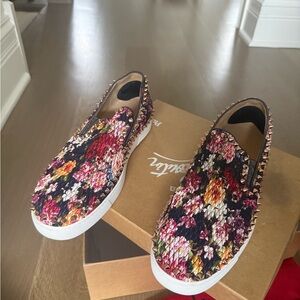 Christian Louboutin Floral Studded Slip-On Sneakers